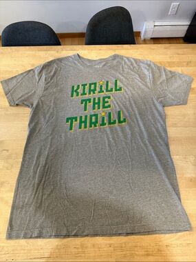 Kirill The Thrill Graphic Tee - Gray with Green & Yellow Print